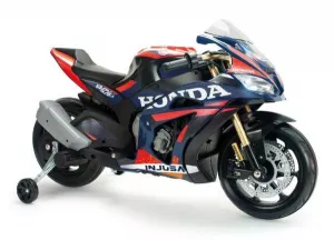 Motocicleta electrica pentru copii, 12V, licentiat Honda Competition, cu roti ajutatoare, design sport, 3-6 ani, max. 50 kg