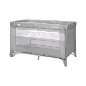 Patut pliabil, Carina, 2 nivele, deschidere laterala cu fermoar, prevazut cu roti cu frana, Grey Stars
