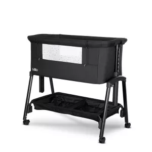 Patut pliabil, co-sleeper, Millie, 0 Luni+, max. 9 kg, inaltime reglabila 7 pozitii, sistem antireflux, plasa de tantari, saltea inclusa, Black
