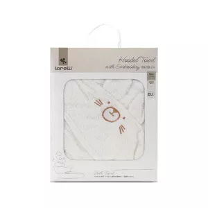 Prosop de baie cu gluga si broderie, 90 x 90 cm, 0 luni+, bumbac, White