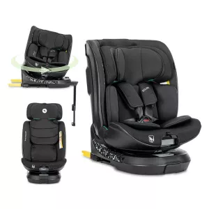 Scaun auto pentru copii, Solaris, i-Size, Isofix, picior de sprijin, rotativ 360, 40-150 cm, 0 luni-12 ani, Black