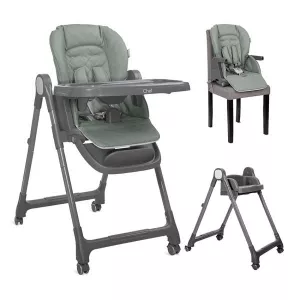 Scaun de masa inalt pentru copii 3 in 1, Chef, reglabil mutiple pozitii, Green Leather