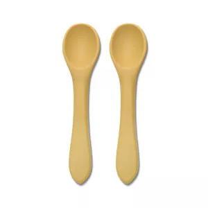 Set 2 lingurite din silicon natural, 6 luni+, Yellow