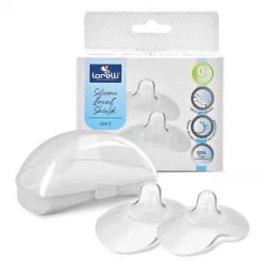 Set 2 protectoare pentru mamelon, din silicon moale, forma anatomica, marime S, Silicon