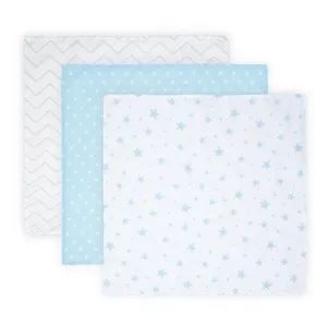 Set 3 scutece pled muselina, 80x80 cm, Blue Mix