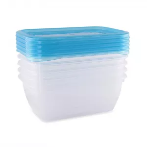 Set 5 recipiente rectangulare, cu capac pentru pastrarea hranei, 0.5 litri, Transparent