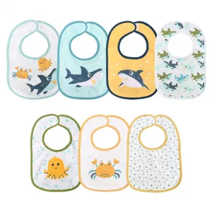 Set 7 bavete bumbac si peva, 30 x 19 cm, inchidere cu banda velcro, unisex