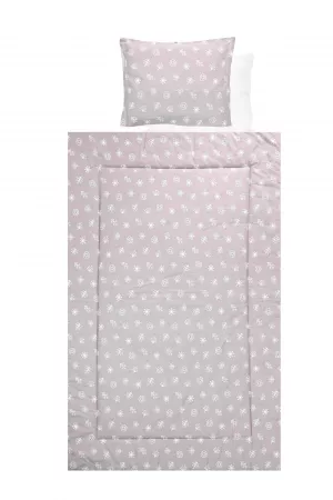 Set lenjerie pat 4 piese, bumbac ranforce, Abstract Leavs Grey Beige