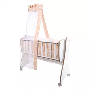 Set lenjerie pat balansoar First Dreams, 7 piese, bumbac ranforce, Beige Stars