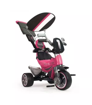 Tricicleta evolutiva pentru copii, Injusa, Body Pink, cu maner parental, include rucsac, 10 luni+