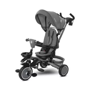 Tricicleta pentru copii, Freccia, multifunctionala, pliabila, sezut rotativ 360 grade, Grey & Black