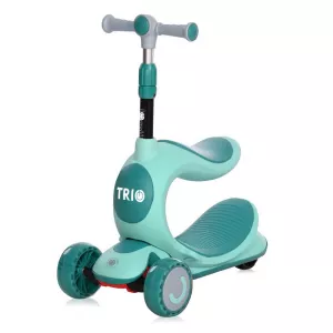 Trotineta pentru copii, Trio, 3 Ani+, roti cu leduri, Blue Green
