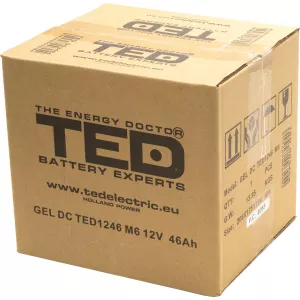 Acumulator 12V GEL Deep Cycle, Dimensiuni 197 x 166 x 171 mm, Baterie 12V 46Ah M6, TED Electric TED003454