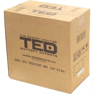 Acumulator 12V GEL Deep Cycle, Dimensiuni 229 x 138 x 208 mm, Baterie 12V 57Ah M6, TED Electric TED003393