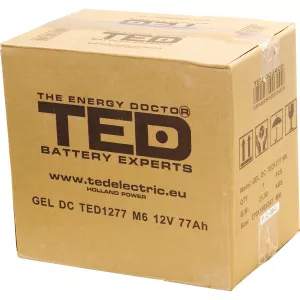 Acumulator 12V GEL Deep Cycle, Dimensiuni 259 x 168 x 211 mm, Baterie 12V 77Ah M6, TED Electric TED003409