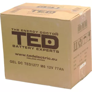 Acumulator 12V GEL Deep Cycle, Dimensiuni 259 x 168 x 211 mm, Baterie 12V 77Ah M6, TED Electric TED003409