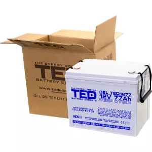 Acumulator 12V GEL Deep Cycle, Dimensiuni 259 x 168 x 211 mm, Baterie 12V 77Ah M6, TED Electric TED003409