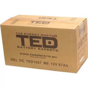 Acumulator 12V GEL Deep Cycle, Dimensiuni 350 x 166 x 176 mm, Baterie 12V 67Ah M6, TED Electric TED003461