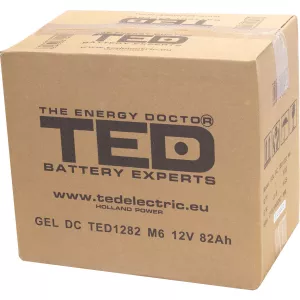 Acumulator 12V GEL Deep Cycle Solar, Dimensiuni 259 x 168 x 211 mm, Baterie 12V 82Ah M6, TED Electric TED003478