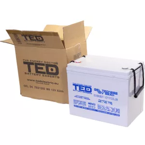 Acumulator 12V GEL Deep Cycle Solar, Dimensiuni 259 x 168 x 211 mm, Baterie 12V 82Ah M6, TED Electric TED003478