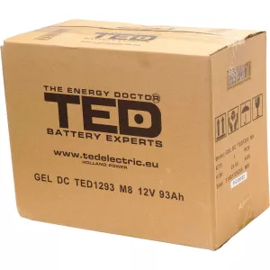 Acumulator 12V GEL Deep Cycle Solar, Dimensiuni 305 x 167 x 208 mm, Baterie 12V 93Ah M8, TED Electric TED003485