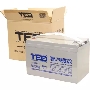 Acumulator 12V GEL Deep Cycle Solar, Dimensiuni 330 x 173 x 212 mm, Baterie 12V 100Ah M8, TED Electric TED004147