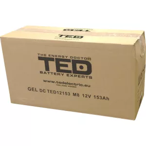 Acumulator 12V GEL Deep Cycle Solar, Dimensiuni 483 x 170 x 240 mm, Baterie 12V 153Ah M8, TED Electric TED003515