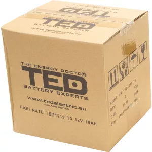 Acumulator 12V High Rate, Dimensiuni 181 x 76 x 167 mm, Baterie 12V 19Ah F3, TED Electric TED002815