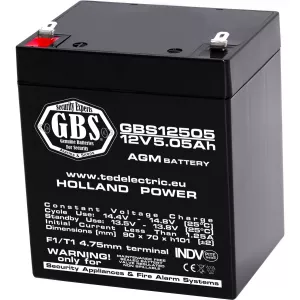 Acumulator 12V Sisteme Alarma, Dimensiuni 90 x 70 x 107 mm, Baterie 12V 5.05Ah F1, TED Electric GBS