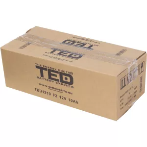 Acumulatori Stationari Etansi - Acumulator 12V Stationar VRLA, Dimensiuni 151 x 65 x 95 mm, Baterie 12V 10Ah F2, TED Electric TED002730, globstar.ro