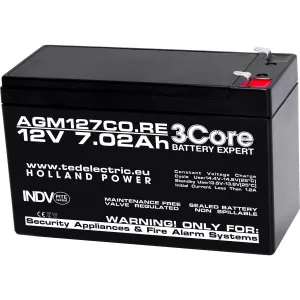Acumulator 12V Stationar VRLA, Dimensiuni 151 x 65 x 95 mm, Baterie 12V 7.02Ah, TED Electric
