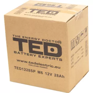 Acumulator 12V Stationar VRLA, Dimensiuni 165 x 125 x 175 mm, Baterie 12V 28Ah M6, TED Electric TED003430