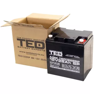 Acumulator 12V Stationar VRLA, Dimensiuni 165 x 125 x 175 mm, Baterie 12V 28Ah M6, TED Electric TED003430