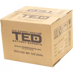 Acumulator 12V Stationar VRLA, Dimensiuni 165 x 175 x 125 mm, Baterie 12V 26Ah M5, TED Electric TED003638