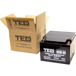 Acumulator 12V Stationar VRLA, Dimensiuni 165 x 175 x 125 mm, Baterie 12V 26Ah M5, TED Electric TED003638
