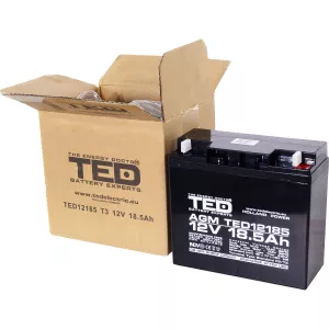 Acumulator 12V Stationar VRLA, Dimensiuni 181 x 76 x 167 mm, Baterie 12V 18.5Ah F3, TED Electric TED002778