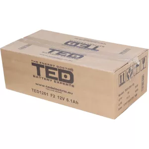 Acumulator 12V Stationar VRLA, Dimensiuni 90 x 70 x 98 mm, Baterie 12V 6.1Ah F2, TED Electric TED003171