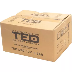 Acumulator 12V Stationar VRLA, Dimensiuni 96 x 25 x 62 mm, Baterie 12V 0.9Ah PI-03, TED Electric TED003058