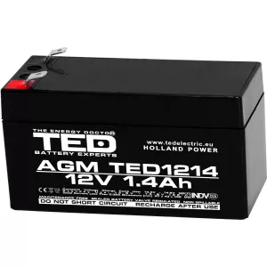 Acumulator 12V Stationar VRLA, Dimensiuni 97 x 47 x 50 mm, Baterie 12V 1.4Ah F1, TED Electric TED002716