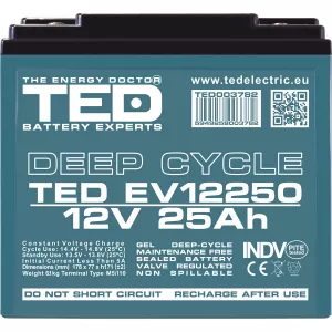 Acumulator 12V Vehicule Electrice, Dimensiuni 181 x 76 x 167 mm, Baterie 12V 25Ah M5, TED Electric TED003782