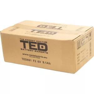 Acumulator 6V Stationar VRLA, Dimensiuni 151 x 34 x 95 mm, Baterie 6V 9.1Ah F2, TED Electric TED002990
