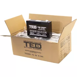 Acumulator 6V Stationar VRLA, Dimensiuni 151 x 34 x 95 mm, Baterie 6V 9.1Ah F2, TED Electric TED002990