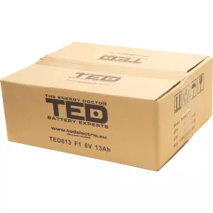 Acumulator 6V Stationar VRLA, Dimensiuni 151 x 50 x 95 mm, Baterie 6V 13Ah F1, TED Electric TED003010