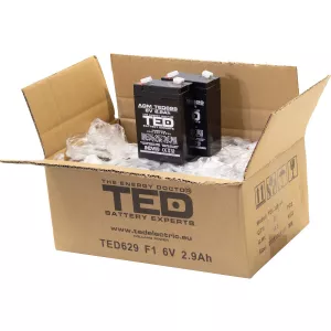 Acumulator 6V Stationar VRLA, Dimensiuni 65 x 33 x 99 mm, Baterie 6V 2.9Ah, TED Electric TED002877