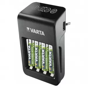 Incarcatoare - Incarcator RESIGILAT Varta LCD Plug Charger Plus Include Acumulatori 4 x AA R6 2100mAh 57687, globstar.ro