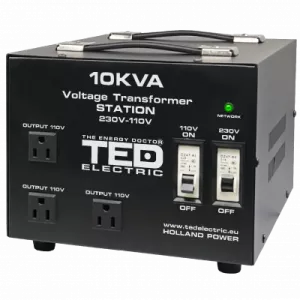 Transformator RESIGILAT de tensiune, Convertor de la 220V la 110V si Reversibil 10KVA  8000W cu Carcasa si Regleta, TED Electric TED000231