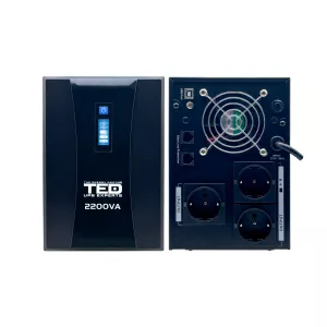 Sursa Neintreruptibila - UPS RESIGILAT 2200VA 1250W cu Stabilizator si Management, 3x Schuko, Ecran LCD si 4x Acumulator 12V 7Ah, TED Electric, globstar.ro