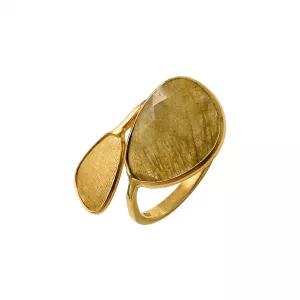 Inel de logodna din aur galben de 14K cu perla si zirconii