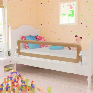 Balustradă protecție pat copii, gri taupe, 150x42 cm, poliester