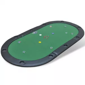 Blat de masă de poker pentru 10 jucători, pliabil, verde